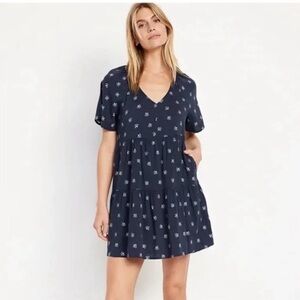 Navy Floral Shift Dress